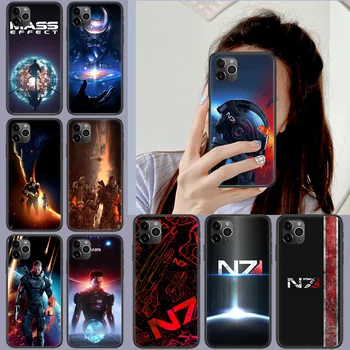 N7 de Mass Effect Tampa da caixa do Telefone do Casco Para o iphone 5 de 5 anos se 2020 6 6 7 8 12 mini plus X XR XS 11 PRO MAX Capa preta 3D Etui
