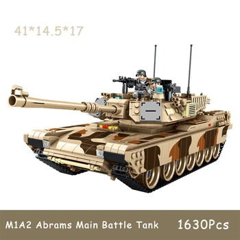 1630Pcs EUA M1A2 Abrams Tanque Principal de Batalha Com 5 Cores de Impressão Soldado Figuras Militares Bloco de Construção de Tijolos de Brinquedo Para Criança