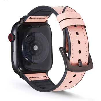 Pulseira de couro de Silicone para Apple Faixa de Relógio de 42mm Iwatch Série 5 40mm 44mm Bracelete para Apple Relógio 6 4 3 Pulseira de Esporte Correia