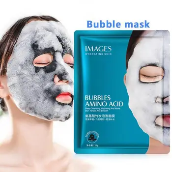 O oxigênio da Bolha da Folha de Máscara coreana de Cosméticos Hidratantes de Pele Preto Bambu Cuidados de Carvão Máscara de Clareamento Rosto A7G1