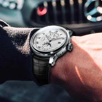A suíça dos Homens de Moda Relógio Marca de Topo Luxo Haiou Homens Relógio Mecânico Automático, relógio masculino Esporte Moscou entrega