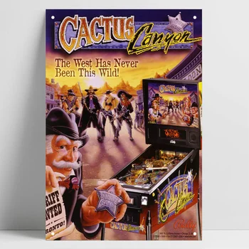 Bally CACTO CANYON 1999 Original NOS Flipper Jogo de Arcade Pinball Máquina de Passageiros Metal Estanho Sinal Cartaz de Parede Placa Artista em Casa