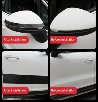 3/5M 3D em Fibra de Carbono Adesivo de Carro DIY Colar Protetor de Faixa Automática Soleira da Porta do Lado do Espelho Anti-risco Fita Impermeável Proteger Filme