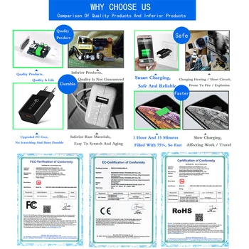 Universal USB carregador Rápido Celular Carregador Rápido 3.0 Para o Huawei Honor 4c 10 8 P20 pro P9 iphone Doogee Xiaomi Adaptador de Carregamento