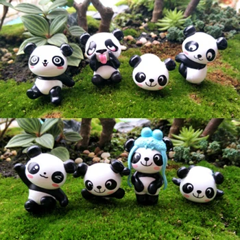 ZOCDOU 1 Peça Chinês Urso Panda Gato Bearcat Modelo de Pequena Estátua Estatueta Mini Artesanato Ornamento Miniaturas DIY Casa de Decoração de Jardim