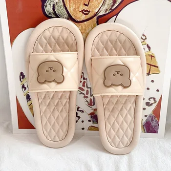 Urso chinelos de quarto feminino de verão, casa de banho cartoon sandálias e chinelos 2021 novas sandalias de mujer verano