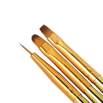 3Pcs/set Cabelo de Nylon da Arte do Prego Escova de Pintura do Forro Acrílico UV Gel Pincel Liner Flor Pintura Escultura Desenho em Caneta Ferramentas de Manicure