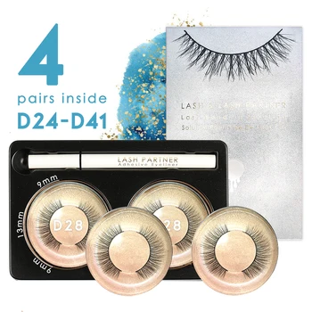 Poptone Beleza D24~D41 Cílios Postiços Delineador Adesivo Conjunto 2 Em 1 Magic Eyeliner Fasion Cílios Postiços Conjunto De Ferramentas De Maquiagem Pinças