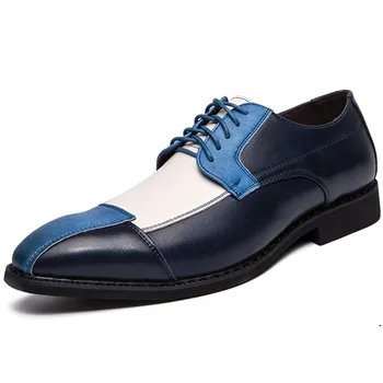 ZSAUAN Dropshipping Homens Sapatos de Vestido Tamanho Grande 38-48 Patchwork Branco Azul Marrom Casual, Formal Sapatos Britsh Pontudo Masculino Flats