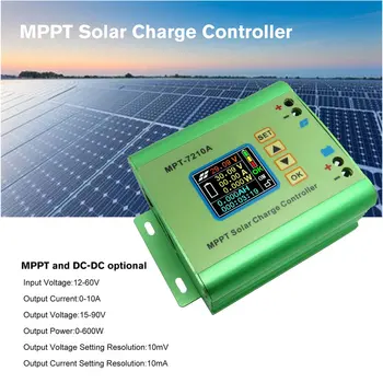 Painel Solar, Controlador de Carga, o MPT-7210A, MPPT, LCD, 10A, de Liga de Alumínio para a bateria de LiPo, 600W saída, 24V, 36V, 48V, 60V, 72V