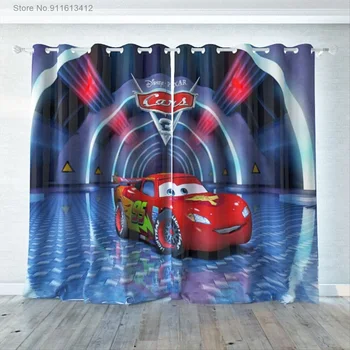 Presente Personalizado Blackout Disney Cortina de Carro Relâmpago McQueen 3D de desenho Impresso Janela de Cortinas para o Quarto Sala Decoração de Casa