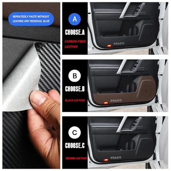 A Porta do carro Anti-kick Pad Capa Protetora para Toyota Prado Dominante Porta do Carro de Fibra de Carbono, Etiqueta Interior Especial