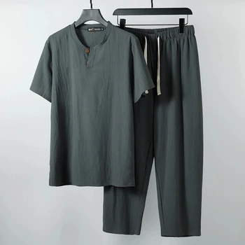 Alta qualidade de verão, os homens de roupa de pijama de Manga Curta T-shirt e calças de conjuntos de home wear tamanho grande 8XL 9XL tees solta pijama 64 68