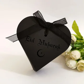 50pcs Coração Eid Mubarak Caixa de Doces Favor Caixa de Ramadan Karim Caixas de Presente Islâmica Festival islâmico Feliz al-Fitr Eid Decoração do Partido