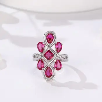 GZ ZONGFA Última Moda Vermelho Graciosa de pedra preciosa da Prata Esterlina 925 Minimalista Anéis de Casamento Jóias das Mulheres