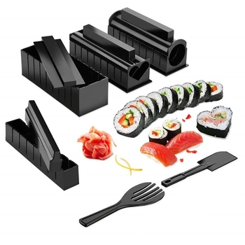 10 Pcs/Set DIY de Sushi Kit de Rolo de Sushi Maker Rolo de Arroz Molde Cozinha de Sushi Ferramentas de Sushi Japonês Ferramentas de Cozinha utensílios de Cozinha