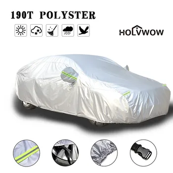 Holvwow Poliéster 190T Cobrir Carro Impermeável, Proteção contra o Sol Auti-UV Chuva Neve Tampa do Carro
