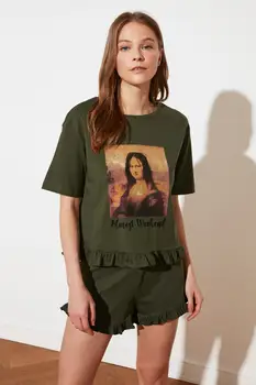 Trendyol Mona Lisa Impressa Licenciado Malha Pijama Conjunto THMSS21PT0622