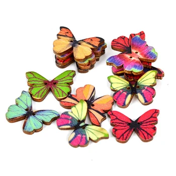 50Pcs Colorido Crisântemo Botão de Madeira Para Diy Crianças Pano de Decoração de Flor Borboleta Acessórios de Costura Artesanal Artesanato Decoração