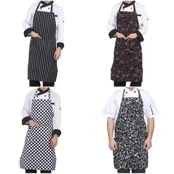 Cozinha Cozinhar Avental Com Bolsos de preços ajustáveis de Meio-comprimento de Adultos Avental Listrado Hotel Restaurante do Chef Avental de Garçom