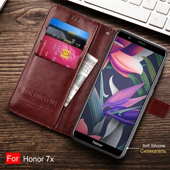 Para o Huawei Honor 7X Caso Honor7X Magnético de TPU e de capa de couro flip para Honra 7X Tampa Traseira para Proteger a Pele do Silicone caso