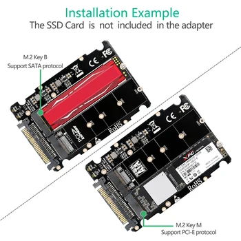 M2 SSD para U. 2 Adaptador 2 em 1 M. 2 NVMe SATA-Ônibus NGFF SSD PCI-e U. 2 SFF-8639 PCIe M. 2 Conversor Adaptador para Computadores Desktop