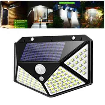 100 LED Solar de Alimentação Impermeável Sensor de Movimento de PIR Parede de Luz da Lâmpada Exterior do Jardim