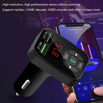 No Carro Bluetooth, Transmissor FM Rádio MP3 sem Fio Adaptador de Carro Kit de Carregador USB