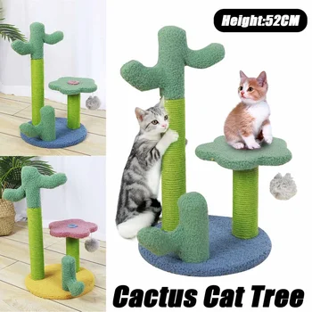 Bonito Cacto Gato de Estimação Árvore de Brinquedos do Gato Casa da Árvore Subindo Stratching Posts para o Gato animal de Estimação Engraçado Pulando de Brinquedo do Gato Casa rascador gato