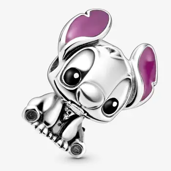 SOULLOVE Disney Lilo e Stitch Charme se encaixa Encantos de Pandora Pulseiras-Prata 925 Zirconia Cúbico de Esferas
