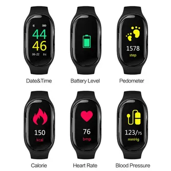 M1 mais Recentes de 2 Em 1 AI Smart Watch, Com Fone de ouvido Bluetooth Monitor de frequência Cardíaca Inteligente Pulseira de muito Tempo de Espera do Esporte Relógio de Homens