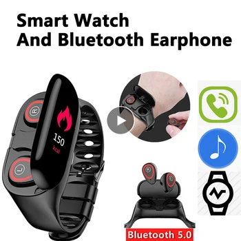 M1 mais Recentes de 2 Em 1 AI Smart Watch, Com Fone de ouvido Bluetooth Monitor de frequência Cardíaca Inteligente Pulseira de muito Tempo de Espera do Esporte Relógio de Homens