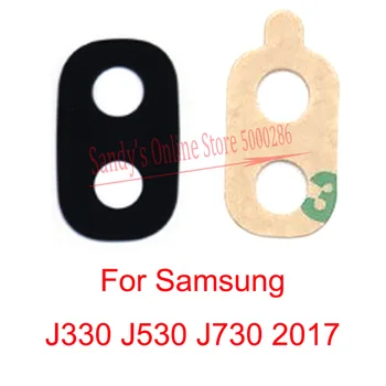 2 PCS Traseiro da Câmera Lente de Vidro Para Samsung Galaxy J3 J5 J7 J330 J530 J730 de 2017, com a Grande Câmera de Lente de Vidro Com Adesivo de Peças de Reposição