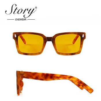 HISTÓRIA 2021 Vintage Rebite Leopard Retângulo Óculos de sol feminino masculino da Marca de Design de Moda Retro Robusto Praça de Óculos de Sol S86388F