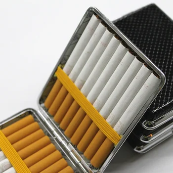 Couro Recipiente Caso Do Tabaco Titular Cigarro Da Caixa De Armazenamento Portátil Cigarros Embalagem De Negócios Bolso Quadrado De Aço Inoxidável
