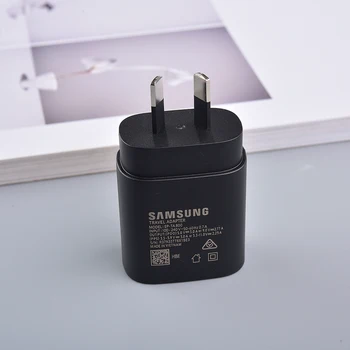 Original Samsung Nota 10 Carregador de 25W AU Plug Rápida Adaptador de Parede 100CM Dupla Tipo C Cabo Para o Galaxy S20 Nota 10 + S8 S9 A71 A51 5G