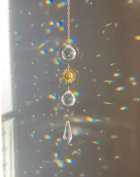 Cristal Suncatcher para a Janela do Carro Aura de Suspensão Celeste, arco-íris Maker Witchy Decoração da Wicca Dije Boho Decoração Sol Catcher Deco