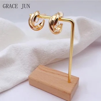 GRAÇA JUN Nova Dourada Minimalista C Forma Clipe de Brincos de argola Não Perfurado Bonito Brincos para Mulheres a Tendência da Moda Jóias Clip Orelha