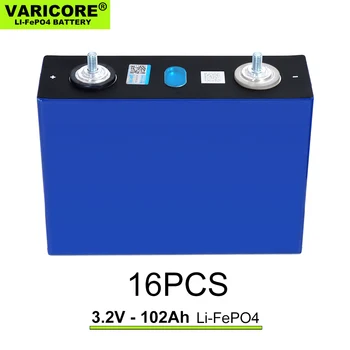 16pcs 3.2 v 102Ah Lifepo4 Bateria Recarregável de Lítio de Fosfato de Ferro de DIY 12v 24v E-scooter de Energia da Célula Solar com Grau de baterias