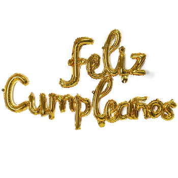 1 Pcs de Siameses Feliz Aniversário Balão espanhol Folha de Alumínio Balão Rosa de Ouro de Prata de Aniversário, Decoração de Presente de Aniversário