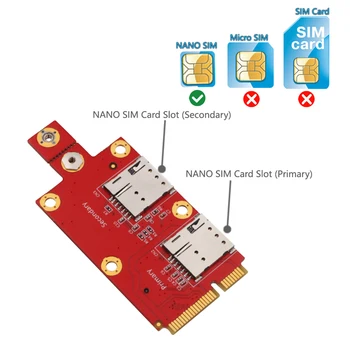 M. 2 Chave B para o Mini Adaptador PCI-e com 2 NANO SIM Card Slots NGFF M2 para Mini PCI Express PCIe para 3G 4G 5G Módulo