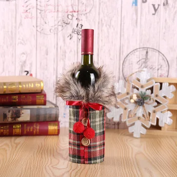 Enfeites de natal meias de Natal saco de presente do vinho tinto garrafa de decoração de Natal