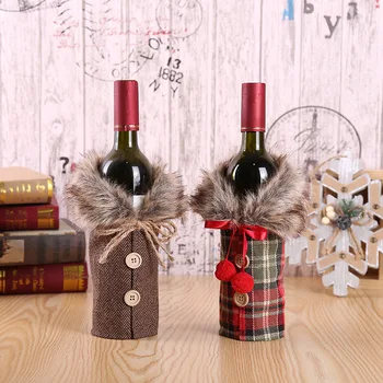 Enfeites de natal meias de Natal saco de presente do vinho tinto garrafa de decoração de Natal