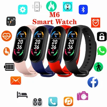 M6 Inteligente Relógio de Pulseira Homens Mulheres Monitor de frequência Cardíaca Bluetooth Esportes Smartwatch à prova d'água para Redmi Xiaomi Assistir Huawei de Banda