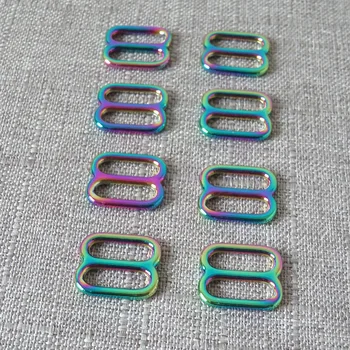 10pcs arco-íris de metal ajustador de barras DIY saco de coleira do cão cinto de tiras de fivela de vestuário acessórios de costura tri-desliza hardware
