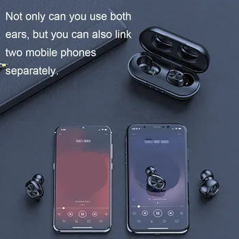Sem fio Mini Fone de ouvido de Graves E Agudos de Cristal compatível com Bluetooth 5.0 Esporte Fone de ouvido de Carregamento 3D Estéreo de Caixa-carregador Portátil