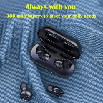Sem fio Mini Fone de ouvido de Graves E Agudos de Cristal compatível com Bluetooth 5.0 Esporte Fone de ouvido de Carregamento 3D Estéreo de Caixa-carregador Portátil