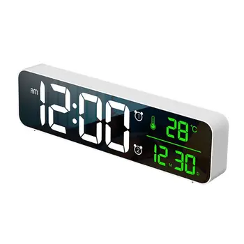 Eletrônica Digital LED Display Grande, de Manhã, Relógio Despertador Música de Brilho USB Recarregável do Relógio de Repetição de Timer para a Casa N7MB