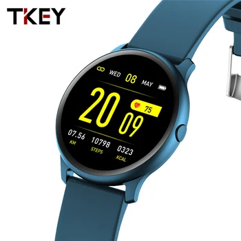 TKEY Ecrã Táctil de Mulheres, Homens Inteligentes Assistir Esporte Impermeável do Silicone Pulseira Smart Watch Atualizado KW19 Pro Para IOS E Android