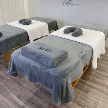 Massagem profissional lençol de Linho, Poliéster e Nylon Misturado Salão Tabela Tampa com Furo